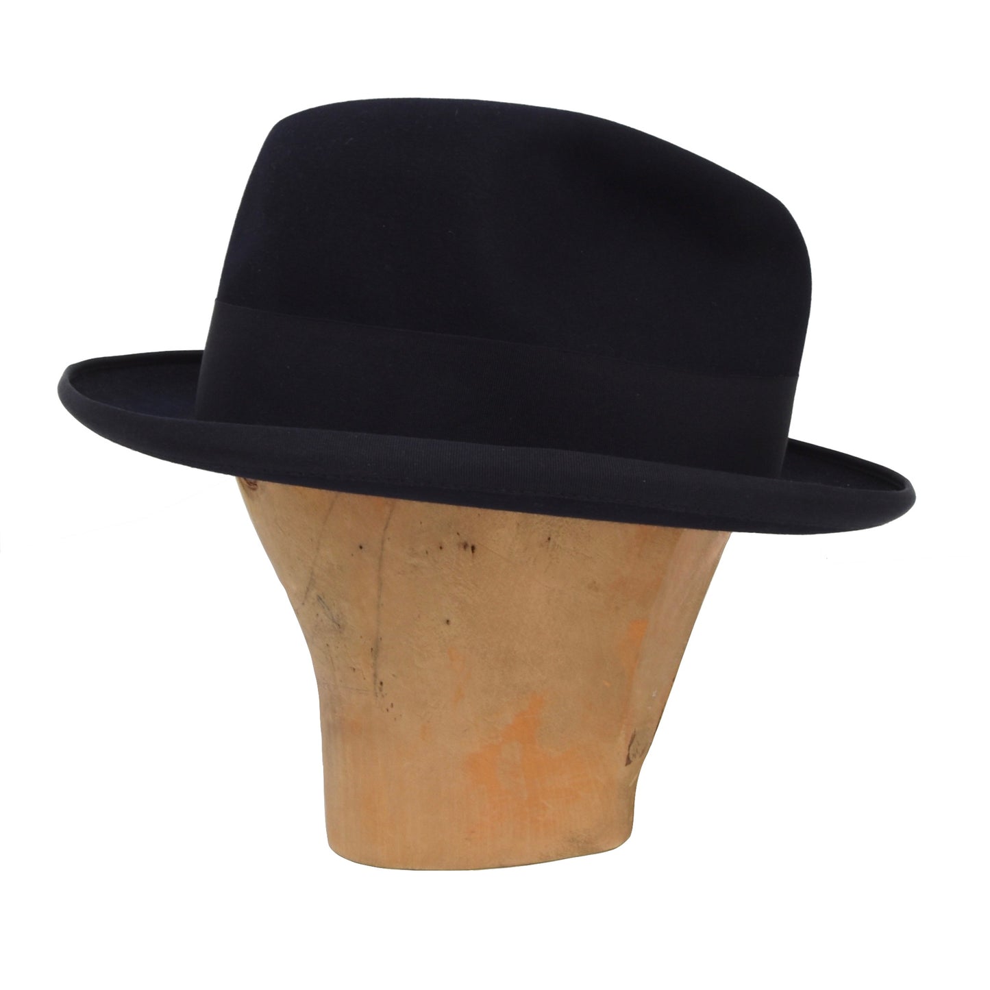 Borsalino Homburg Fur Felt Hat Size 60 - Navy Blue