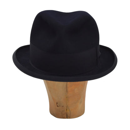 Borsalino Homburg Fur Felt Hat Size 60 - Navy Blue
