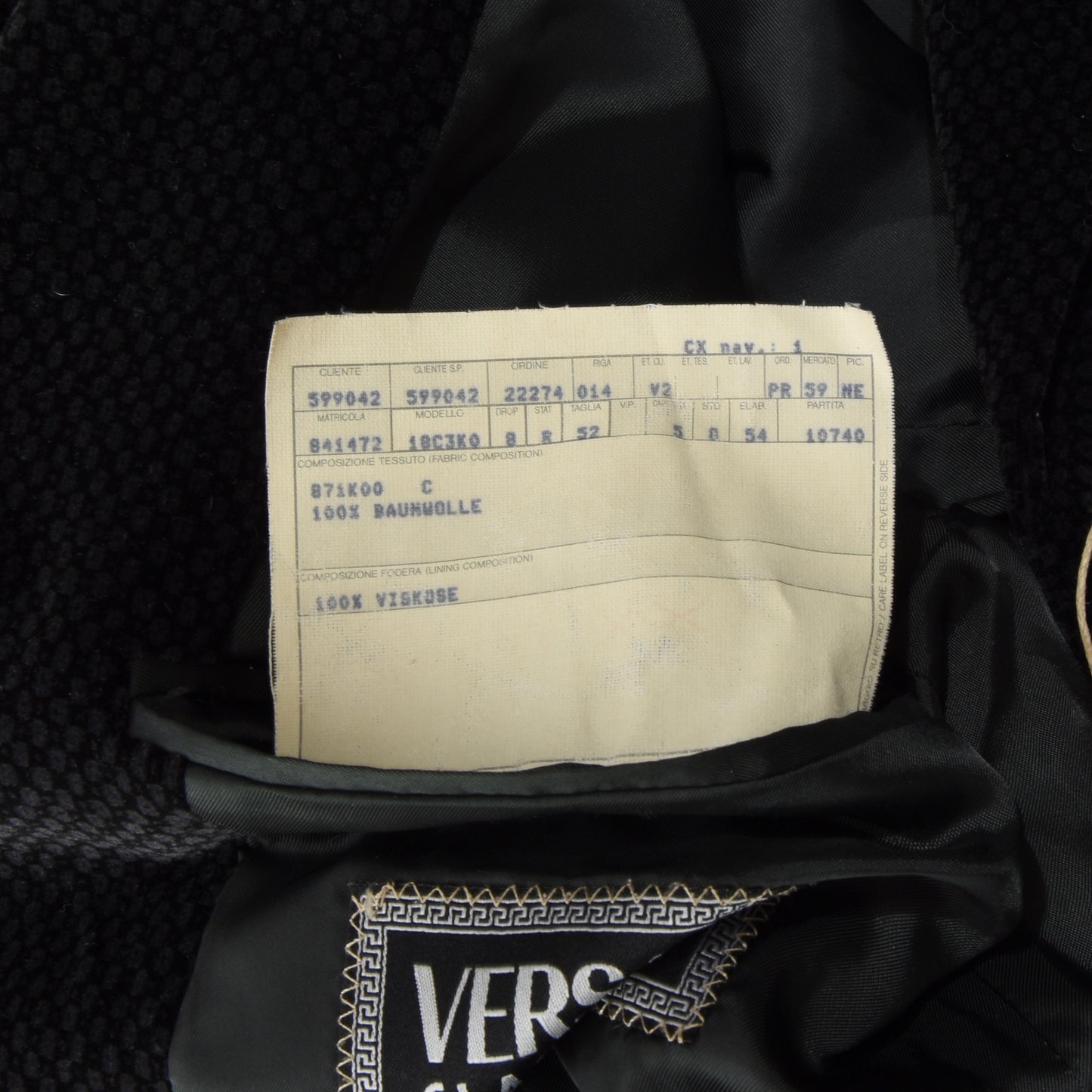 Vintage Versace Classic V2 samt Jacke Größe 52 - schwarz