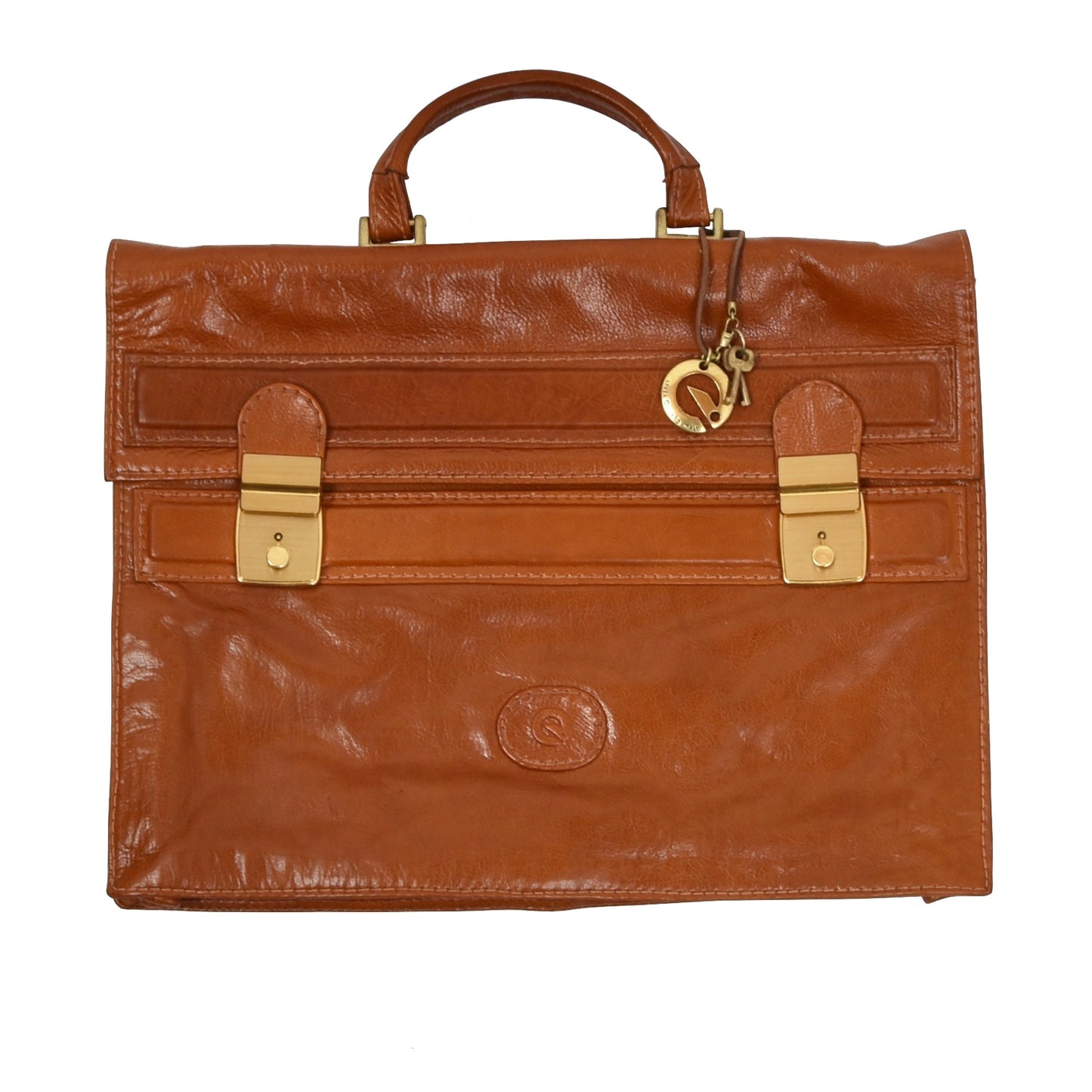 Rafarino Leather Briefcase - Cognac Tan