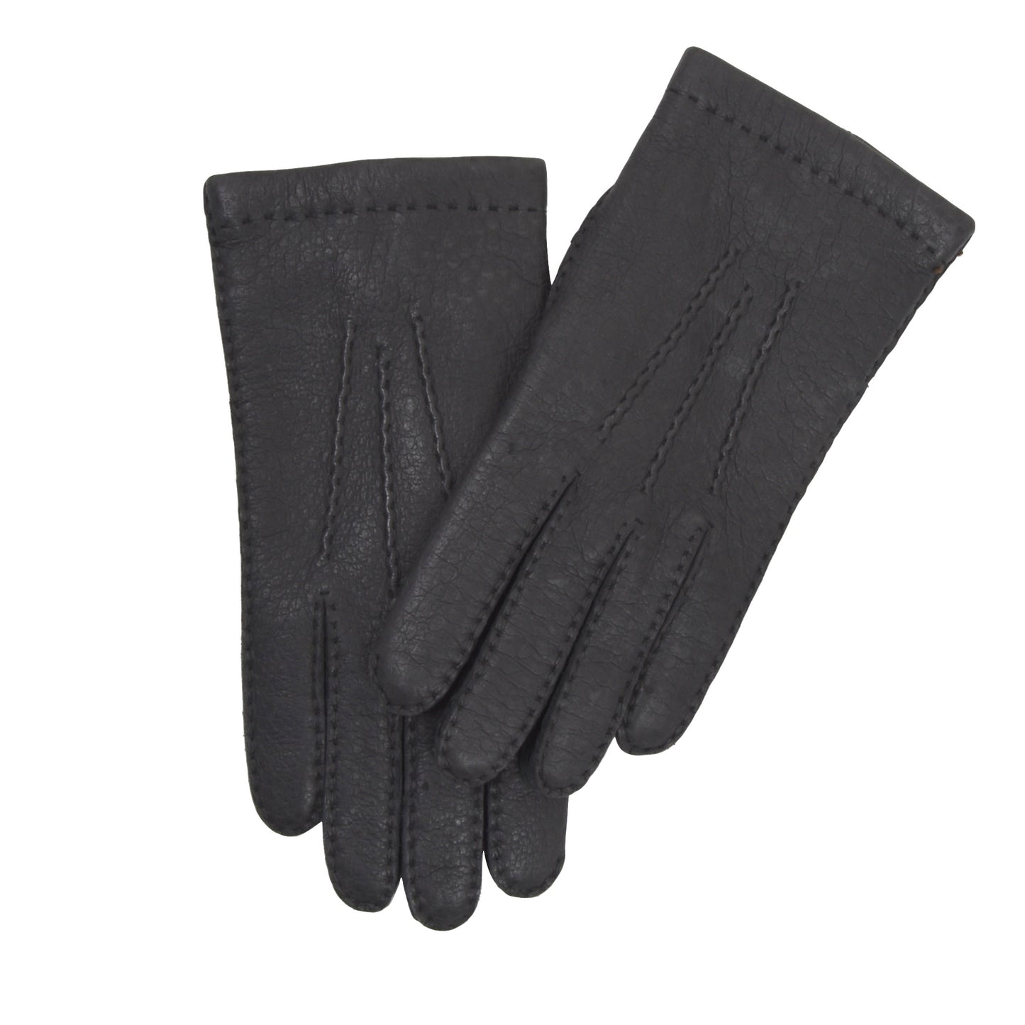 Lined Peccary Leather Gloves Size 8.5 - Charcoal/Dark Grey