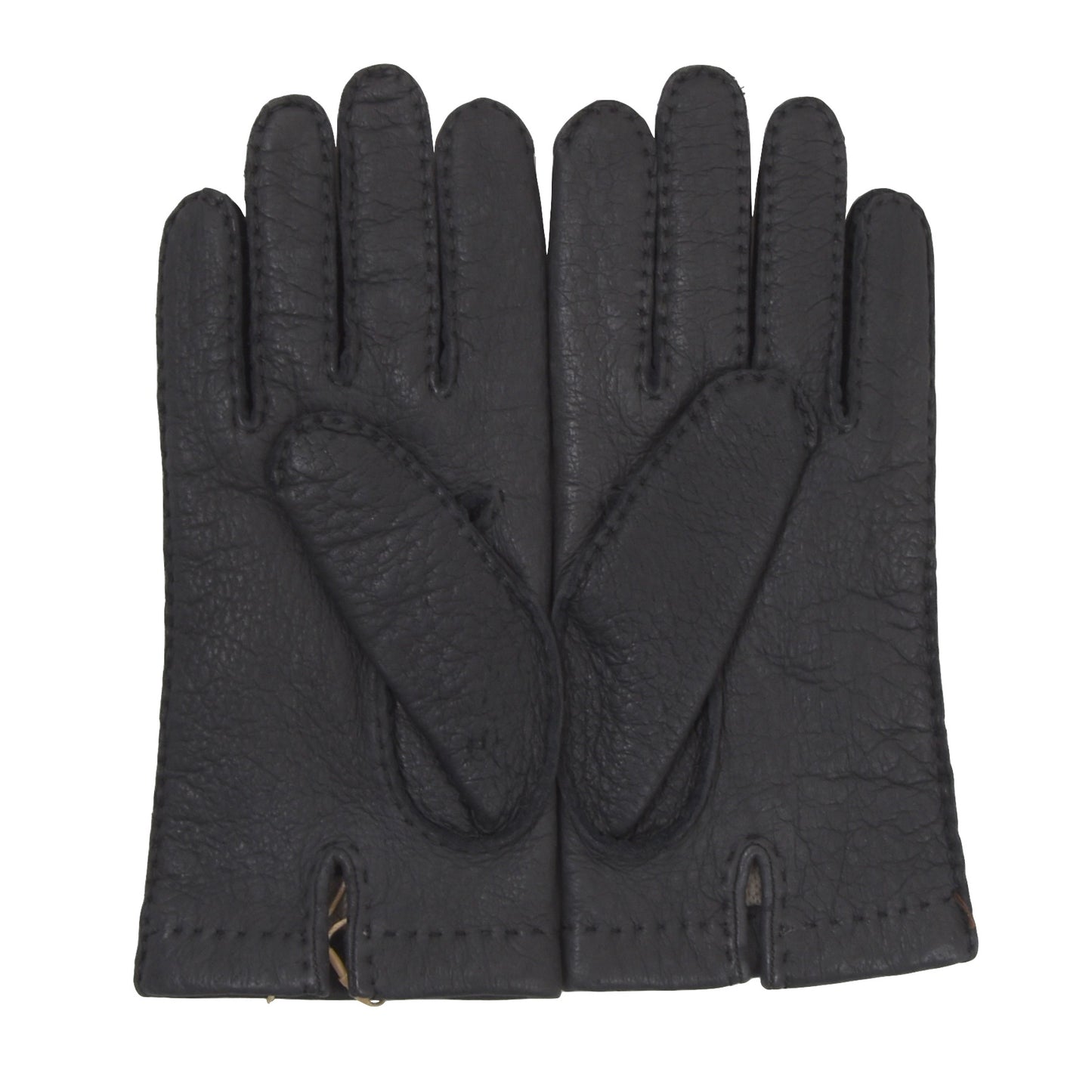Lined Peccary Leather Gloves Size 8.5 - Charcoal/Dark Grey