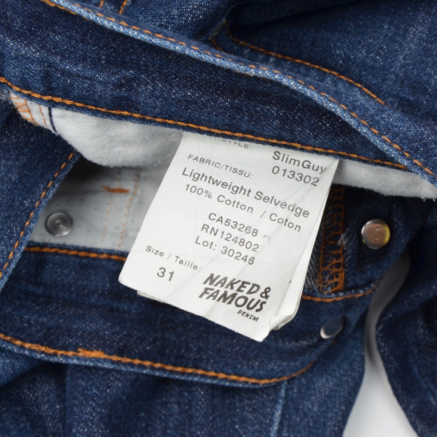 Naked and Famous Lightweight Selvedge Jeans SlimGuy Größe W31