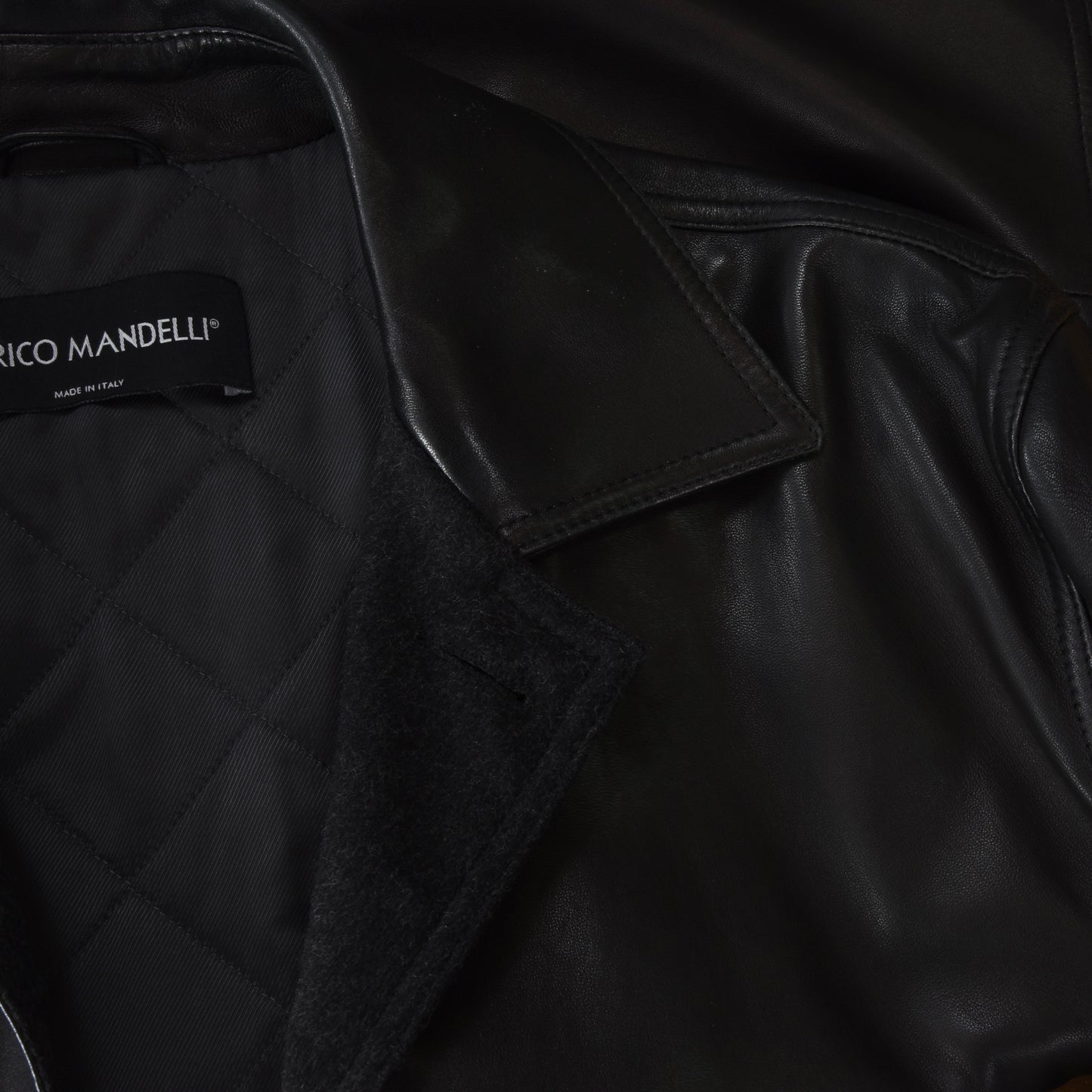 Enrico Mandelli Leather Jacket + Cashmere Lining Size 52 - Black