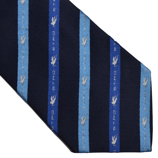 Etro Milano Logo Striped Tie - Navy