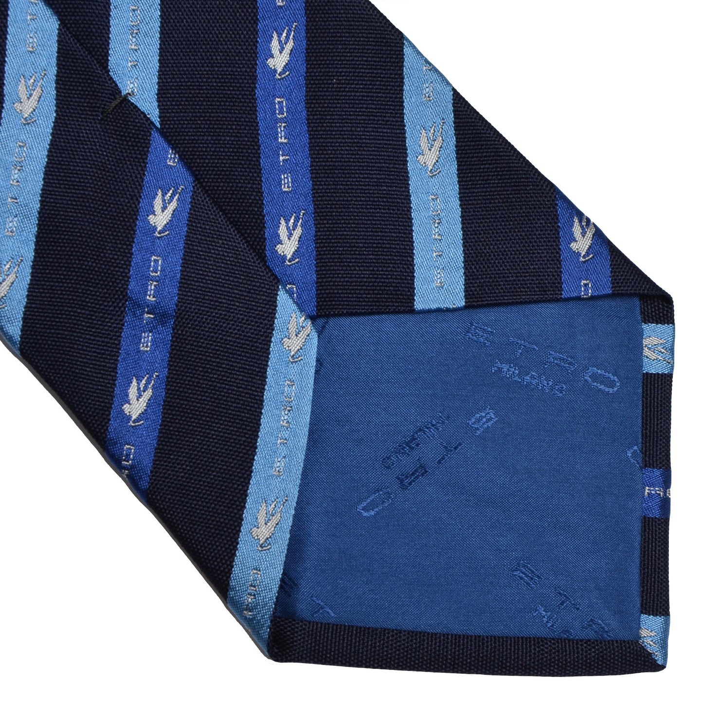 Etro Milano Logo Gestreifte Krawatte - Marineblau