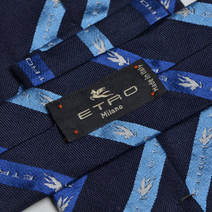 Etro Milano Logo Gestreifte Krawatte - Marineblau