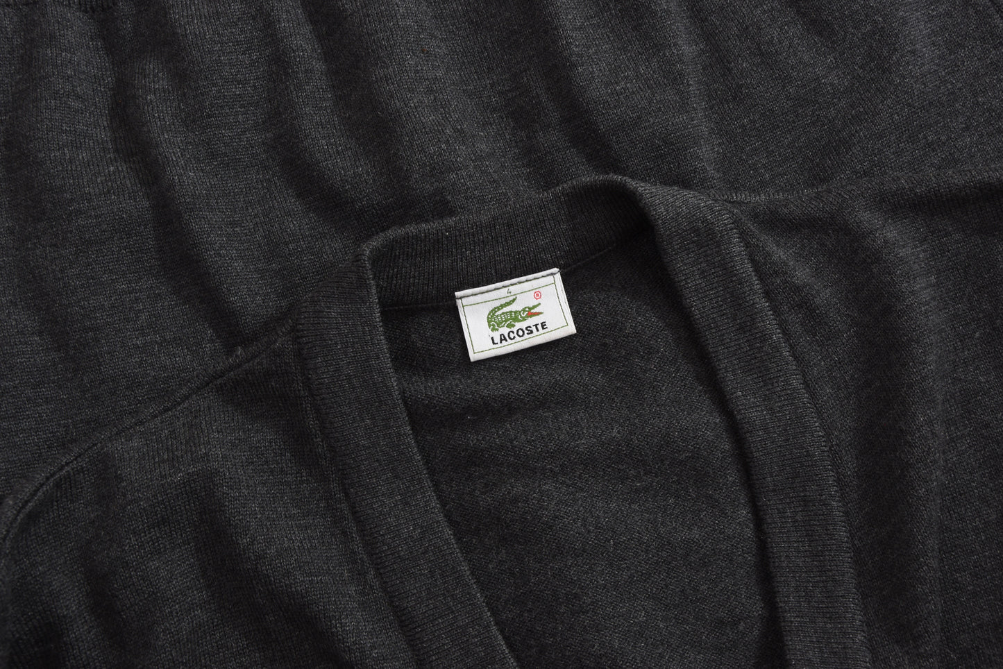 Lacoste Wool Cardigan Sweater Size 4 - Charcoal