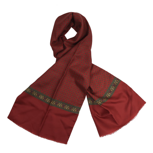 Classic Double-Sided Silk/Wool Dress Scarf - Red