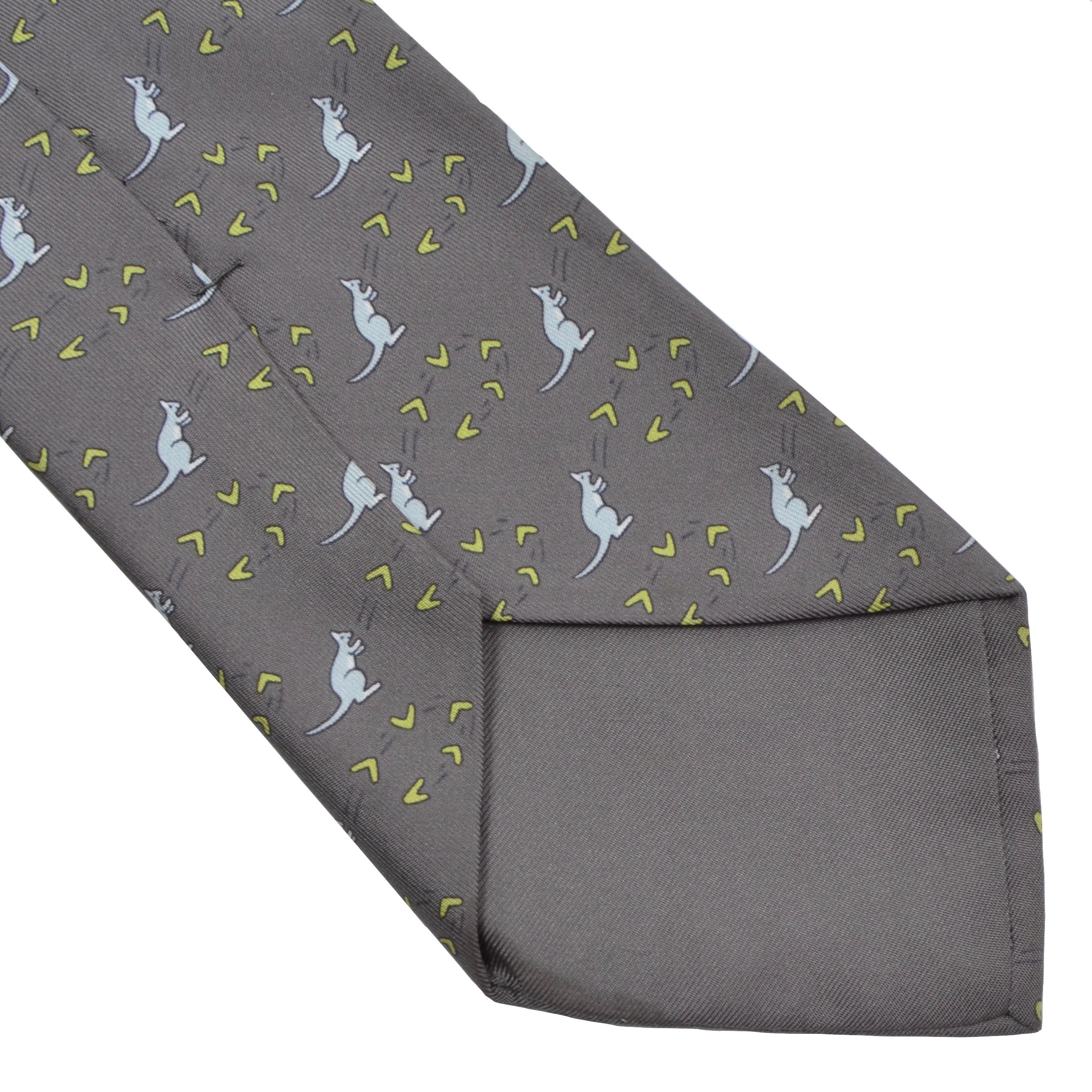 Hermes 7994 shops EA Kangaroo Printed Silk Tie