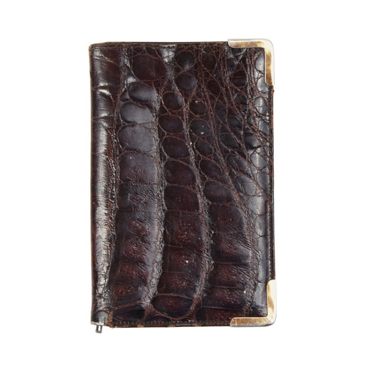 Vintage Krokodil Brieftasche/Ausweishalter - braun