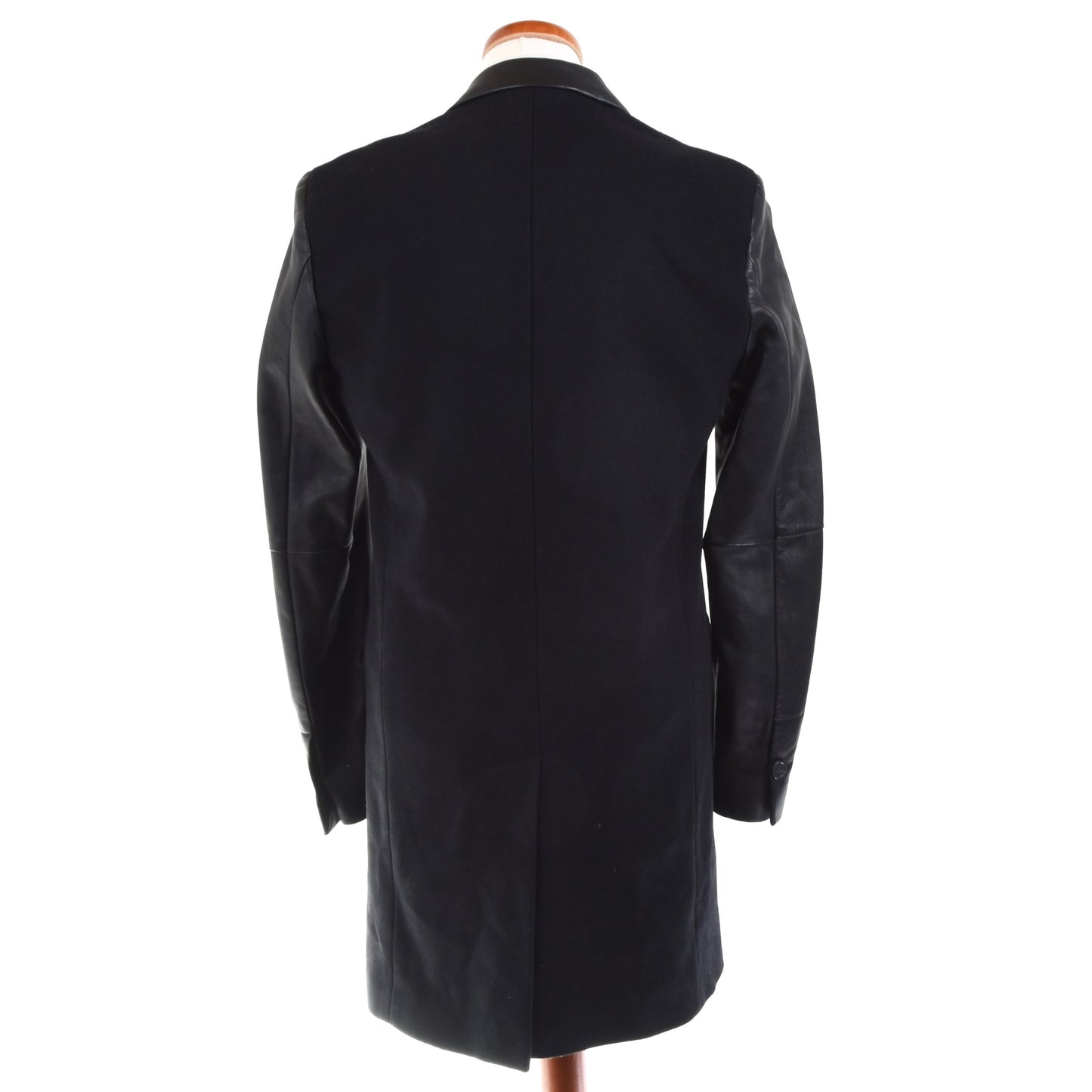 Versace for H&M Wool-Blend Coat feat. Leather Sleeves Size 48 - Black