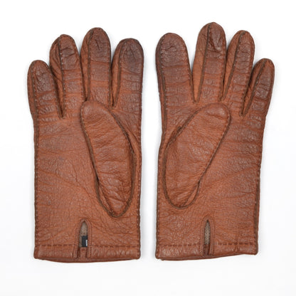 Lined Peccary Gloves  - Rust Brown