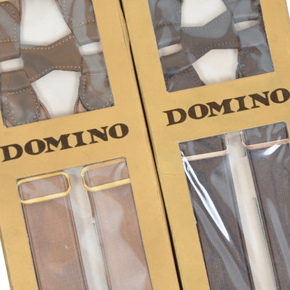 2 Pairs of Vintage Domino Braces/Suspenders Size 110 - Champagne/Dark Grey