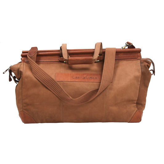 Casablanca Leather Weekender/Duffle Bag - Tan/Brown