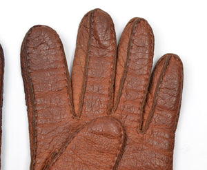 Gefütterte Peccary-Handschuhe - Rostbraun