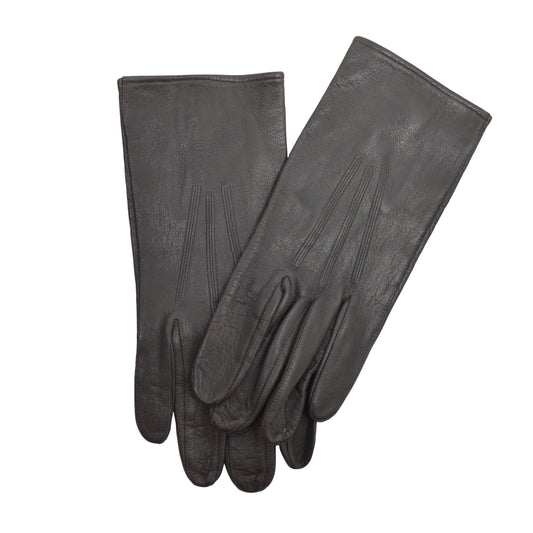 Unlined Leather Button Gloves Size 8.5 - Grey