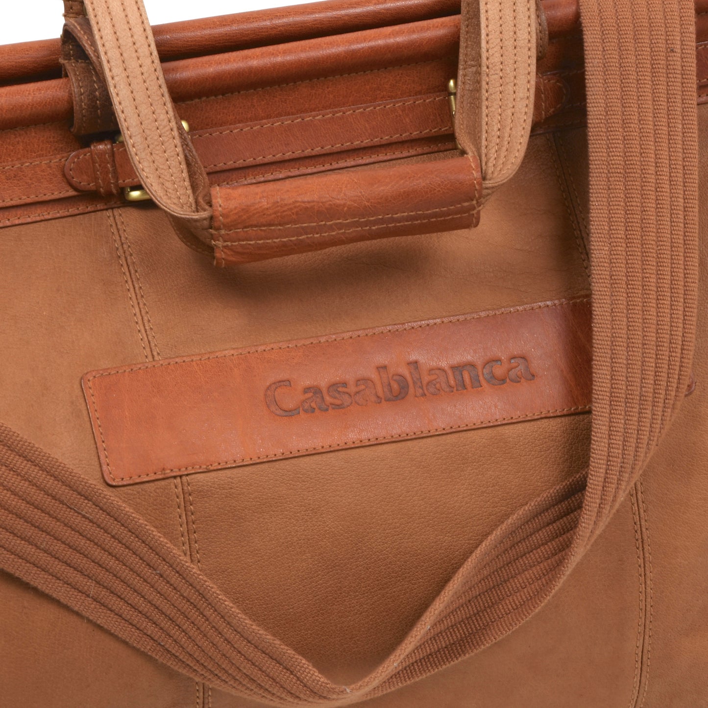 Casablanca Leather Weekender/Duffle Bag - Tan/Brown