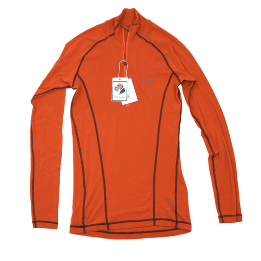 SmartWool Baselayer 1/4 Reißverschluss 100 % Wolle Pullover Größe L - Orange