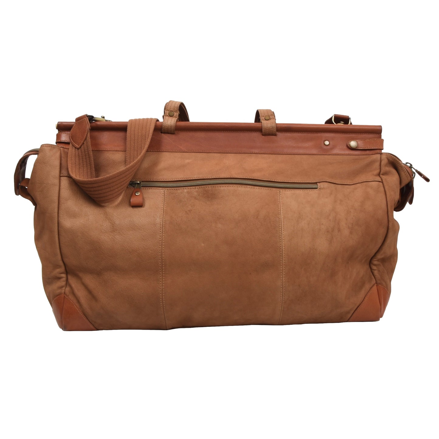 Casablanca Leather Weekender/Duffle Bag - Tan/Brown