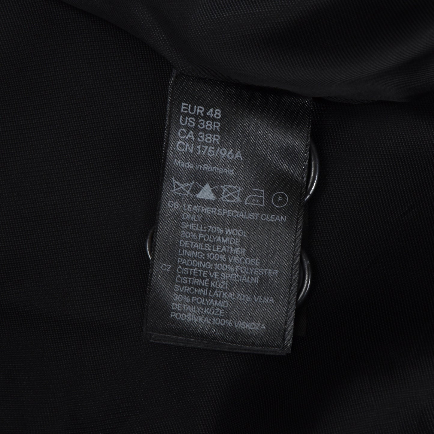 Versace for H&amp;M Mantel aus Wollmischung feat. Lederhüllen Größe 48 - Schwarz