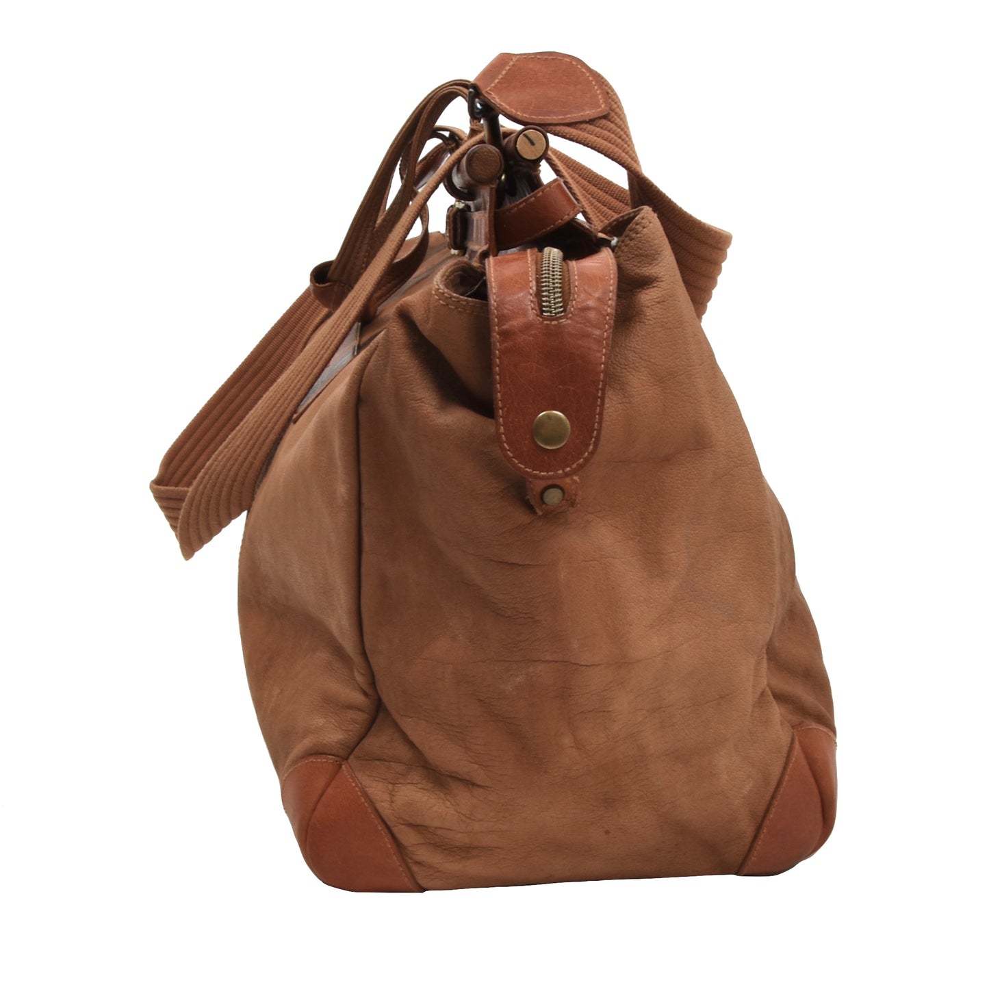 Casablanca Leather Weekender/Duffle Bag - Tan/Brown