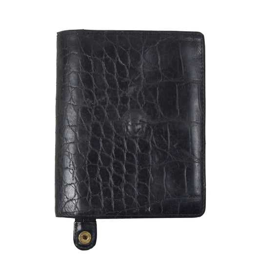 Vintage Gianni Versace '90s Faux Crocodile Wallet - Black