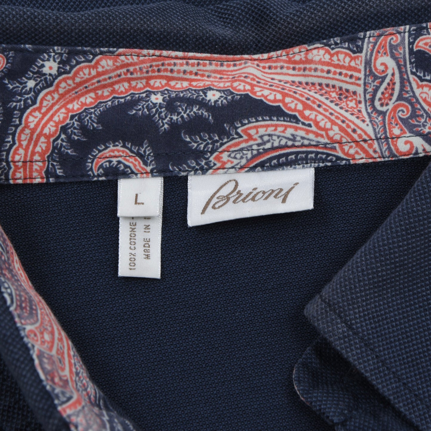 Brioni Cotton Polo Shirt Size L - Navy Blue