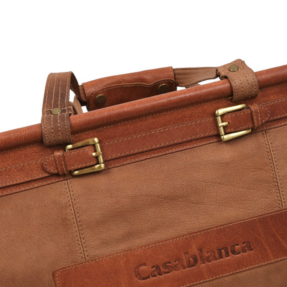 Casablanca Leather Weekender/Duffle Bag - Tan/Brown