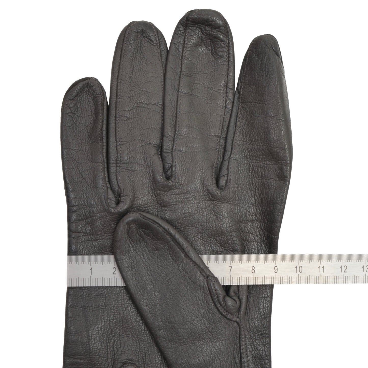 Unlined Leather Button Gloves Size 8.5 - Grey