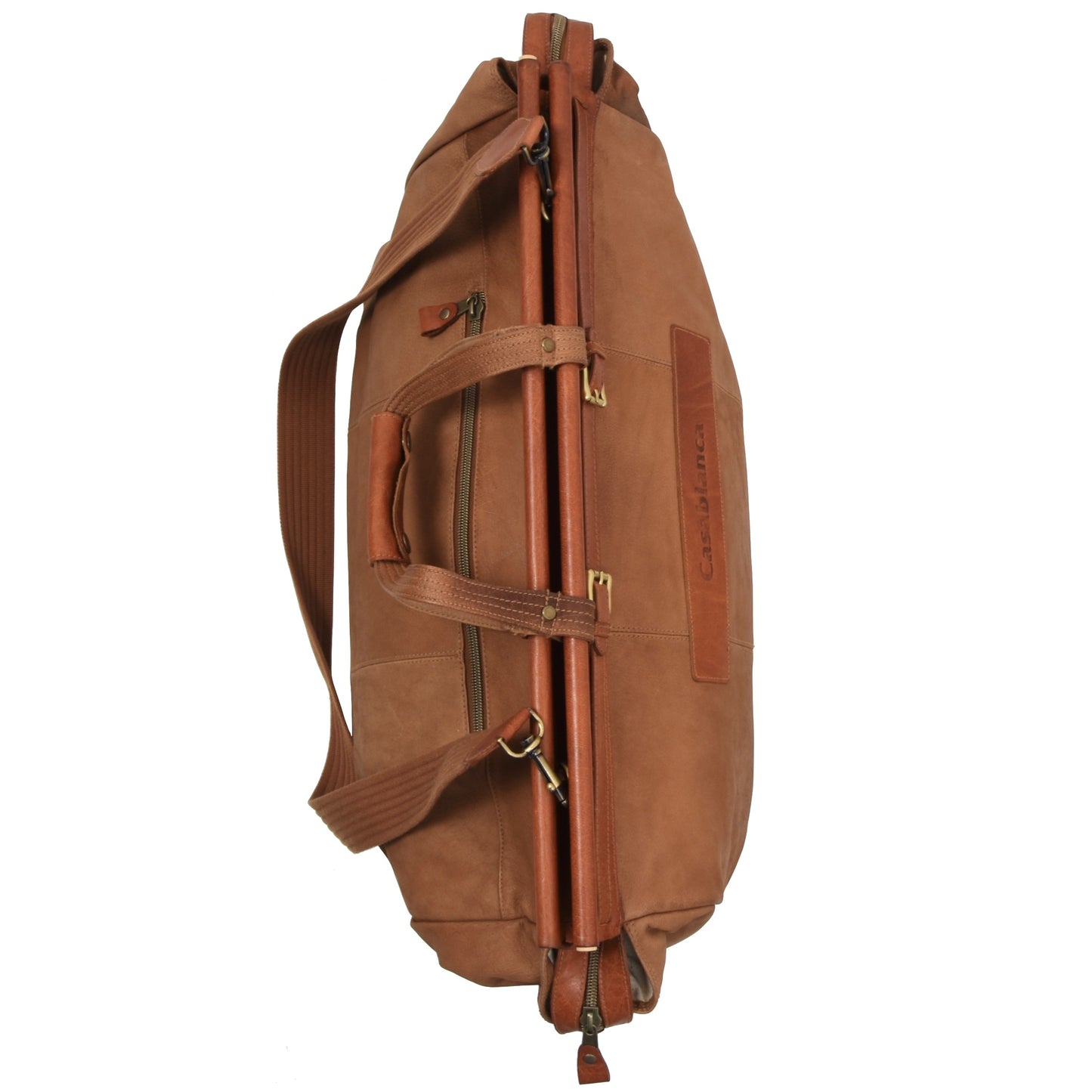 Casablanca Leather Weekender/Duffle Bag - Tan/Brown