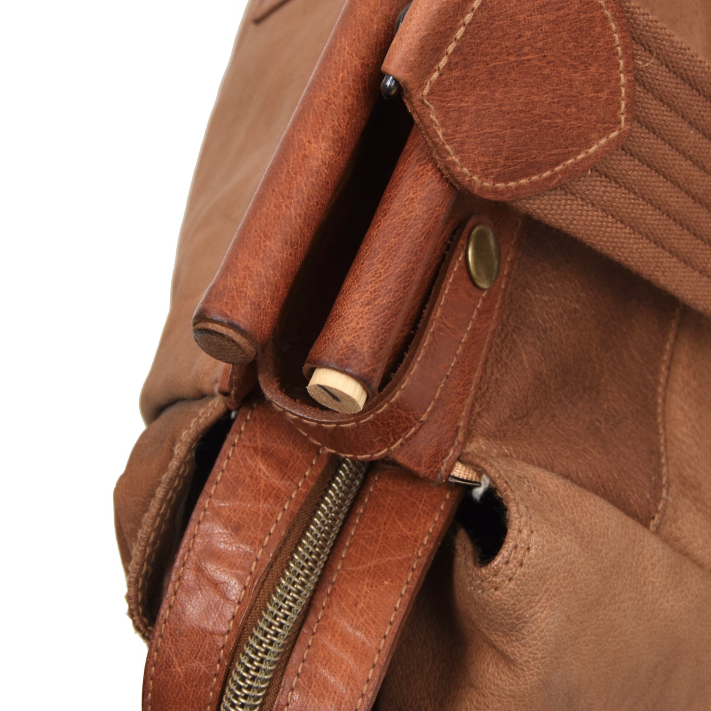 Casablanca Leather Weekender/Duffle Bag - Tan/Brown