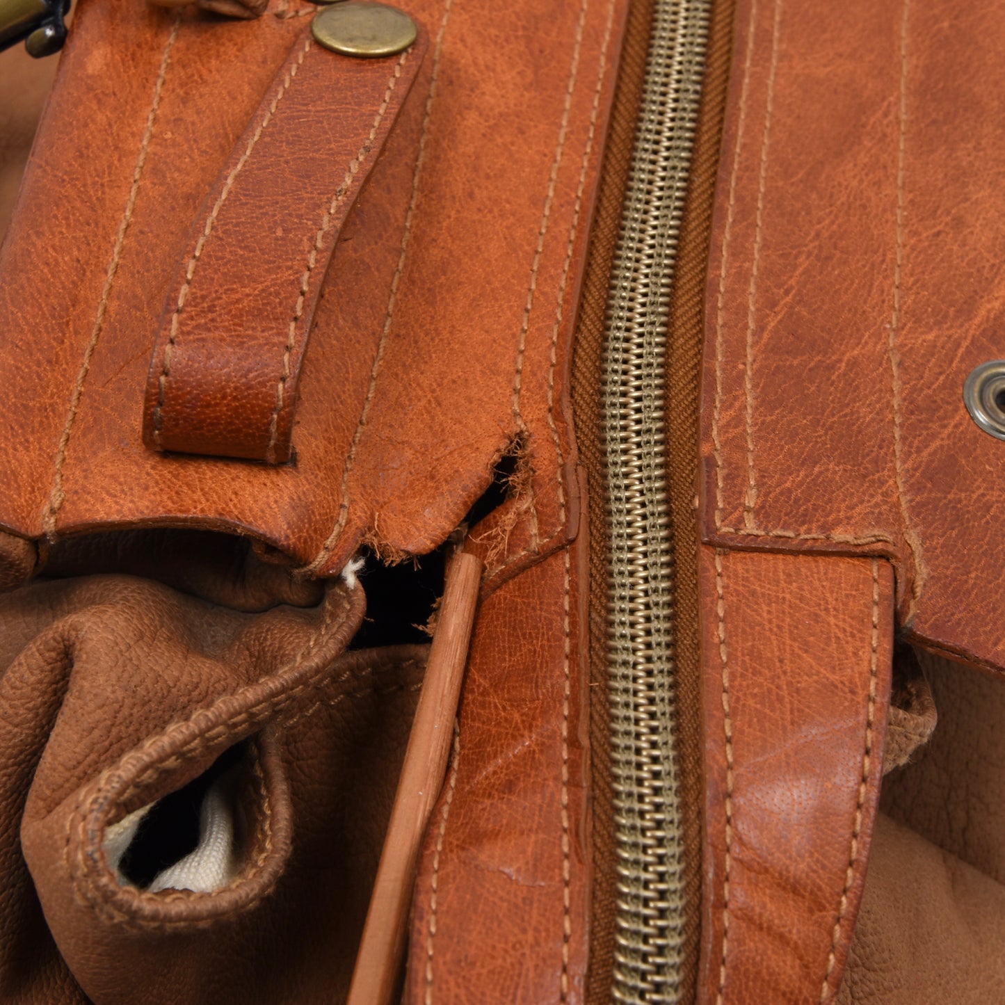 Casablanca Leather Weekender/Duffle Bag - Tan/Brown