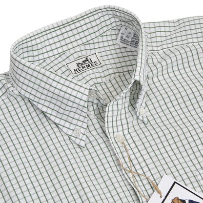 Hermès Paris Dress Shirt Size 43/17 - Green/White Check