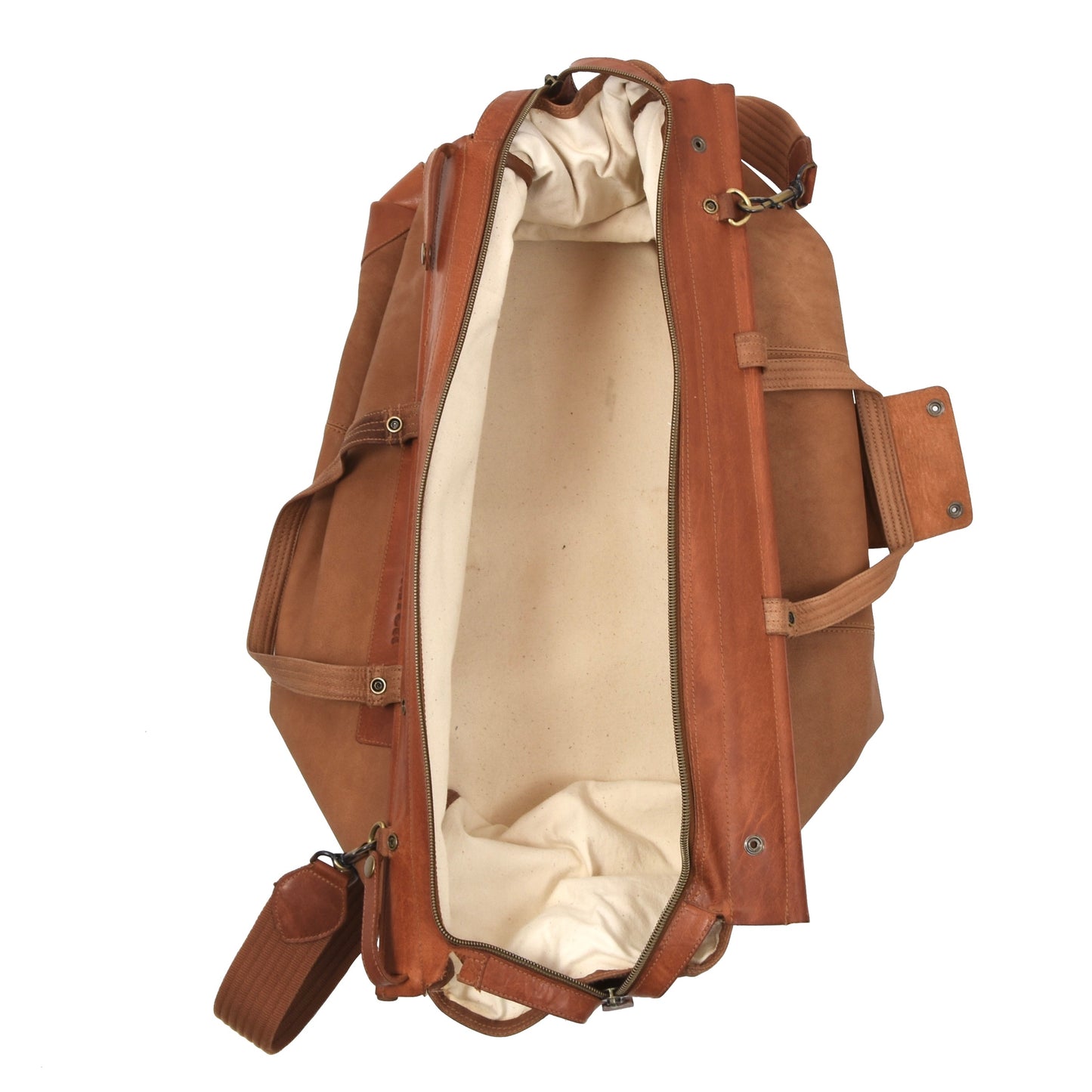 Casablanca Leather Weekender/Duffle Bag - Tan/Brown