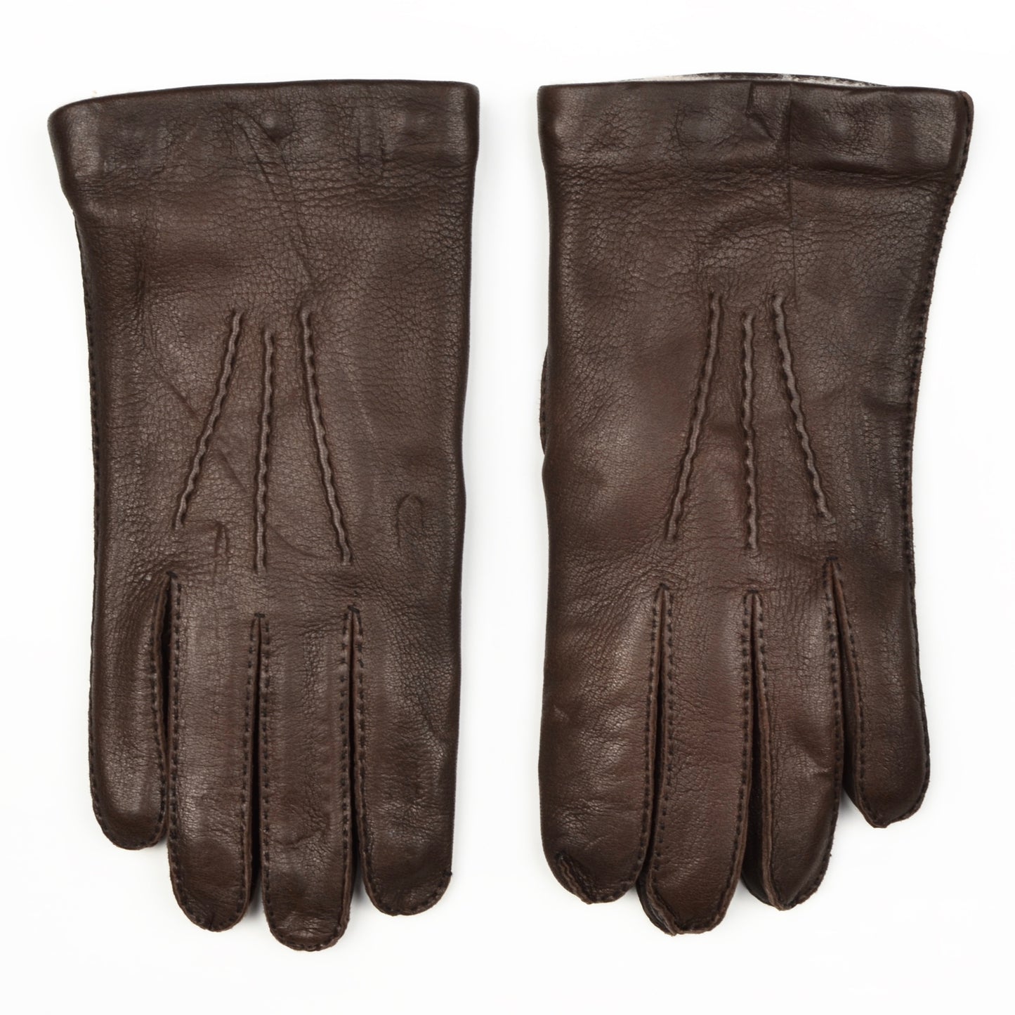 Wool-Lined Snap Out Deerskin Gloves Size 9 1/2 - Brown