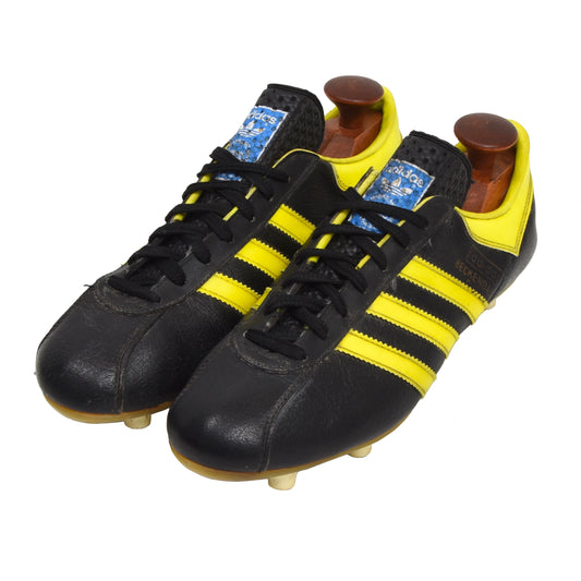 Vintage Adidas Beckenbauer Super Football Cleats Made in Austria Size 8 - Black/Neon Yellow