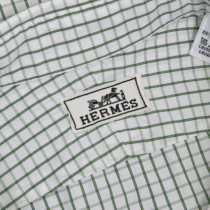 Hermès Paris Hemd Größe 43/17 - Grün/Weiß kariert