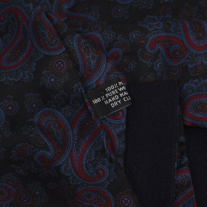 Double-Sided Silk/Wool Dress Scarf - Black Paisley