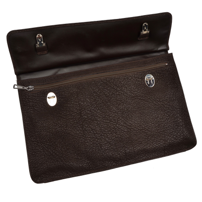 Double-Sided Water Buffalo Briefcase - Dark Brown