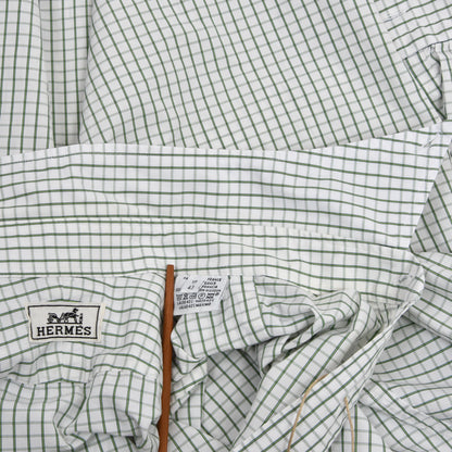 Hermès Paris Hemd Größe 43/17 - Grün/Weiß kariert