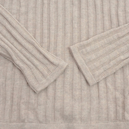 Ribbed Wool Sweater Size L - Beige