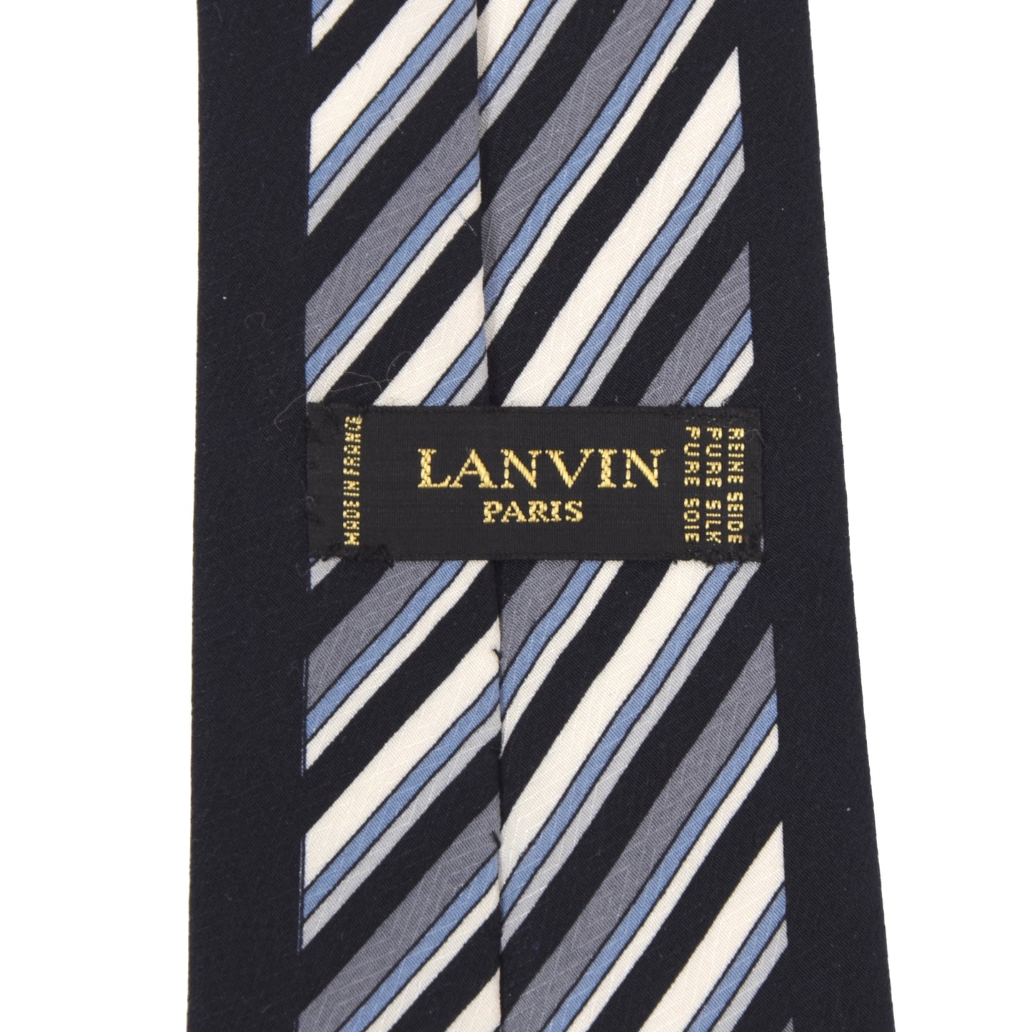 Lanvin Paris Striped Silk Tie - Navy Striped