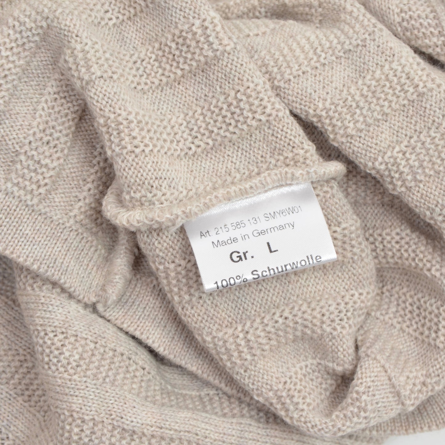 Ribbed Wool Sweater Size L - Beige