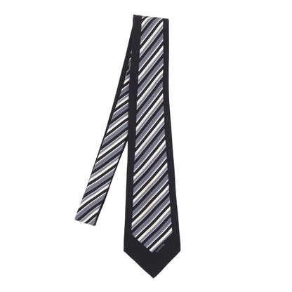 Lanvin Paris Striped Silk Tie - Navy Striped