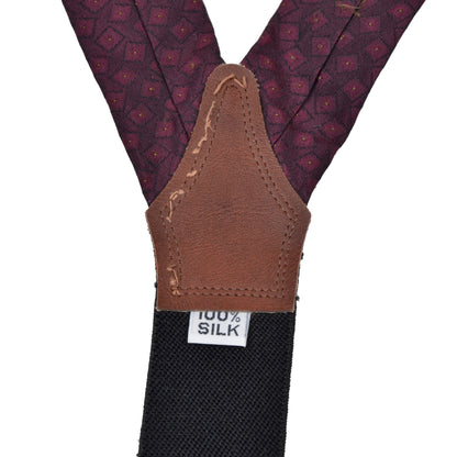 Classic 100% Silk Braces/Suspenders - Burgundy