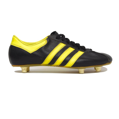Vintage Adidas Beckenbauer Super Football Cleats Made in Austria Size 8 - Black/Neon Yellow