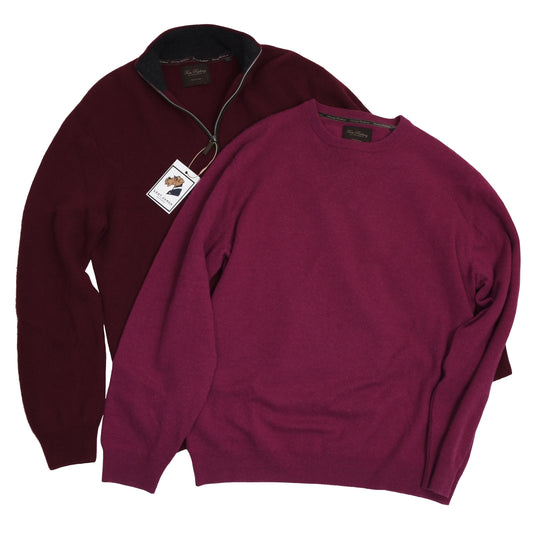 2x Tom Rusborg 100% Cashmere Sweaters Size L XL - Wine/Fuchsia