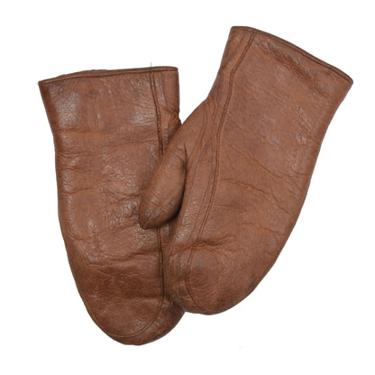 Shearling-Lined Peccary Mittens  - Brown