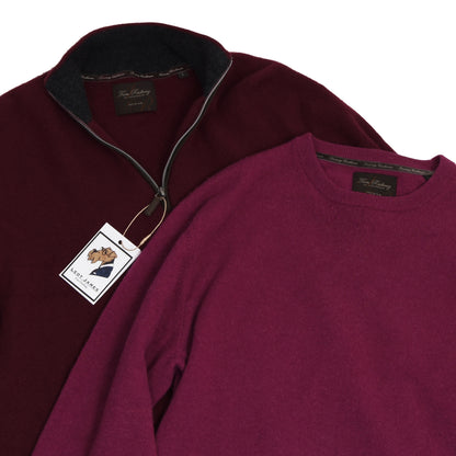 2x Tom Rusborg 100% Cashmere Sweaters Size L XL - Wine/Fuchsia